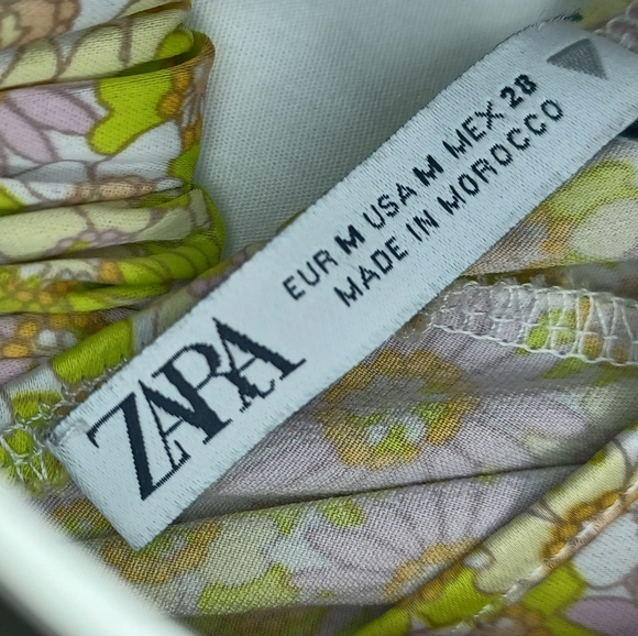 ZARA Floral A-Line Dress - Green and Purple - Picture 7 of 9